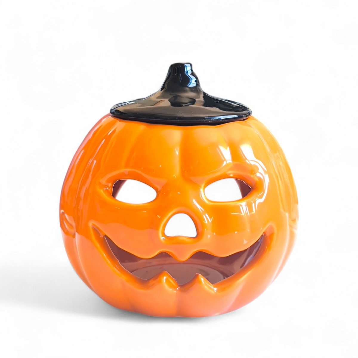 Bruciatore di incenso di zucca in ceramica – Diffusore di oli essenziali, cere e profumi – 12 cm – Lavorazione artigianale – Ambiente Zen