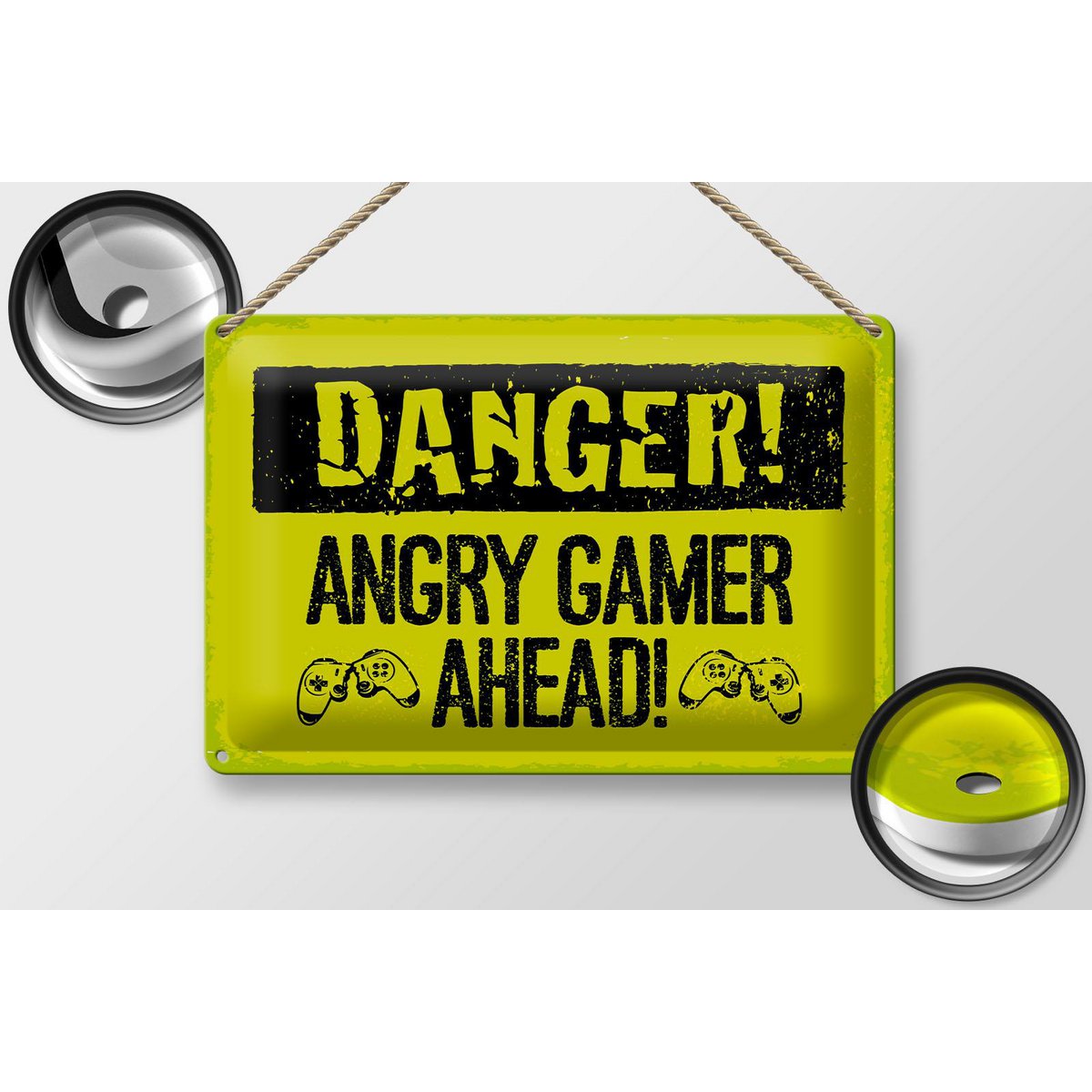 Panneau en étain disant 20x30 cm Danger Angry Gamer Ahead panneau décoratif