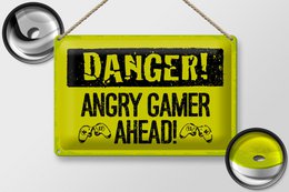 Panneau en étain disant 20x30 cm Danger Angry Gamer Ahead panneau décoratif