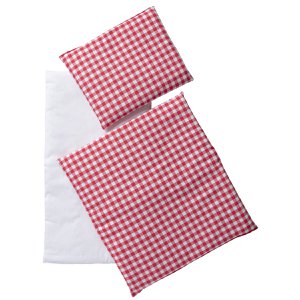 Van Dijk Toys Bed cover Red/White checkered 3 -piece - Red