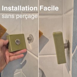 Magnetic Soft-free gap without drilling-hygienic & design-Bathroom wall fixation, kitchen, shower-dry soap-made in France