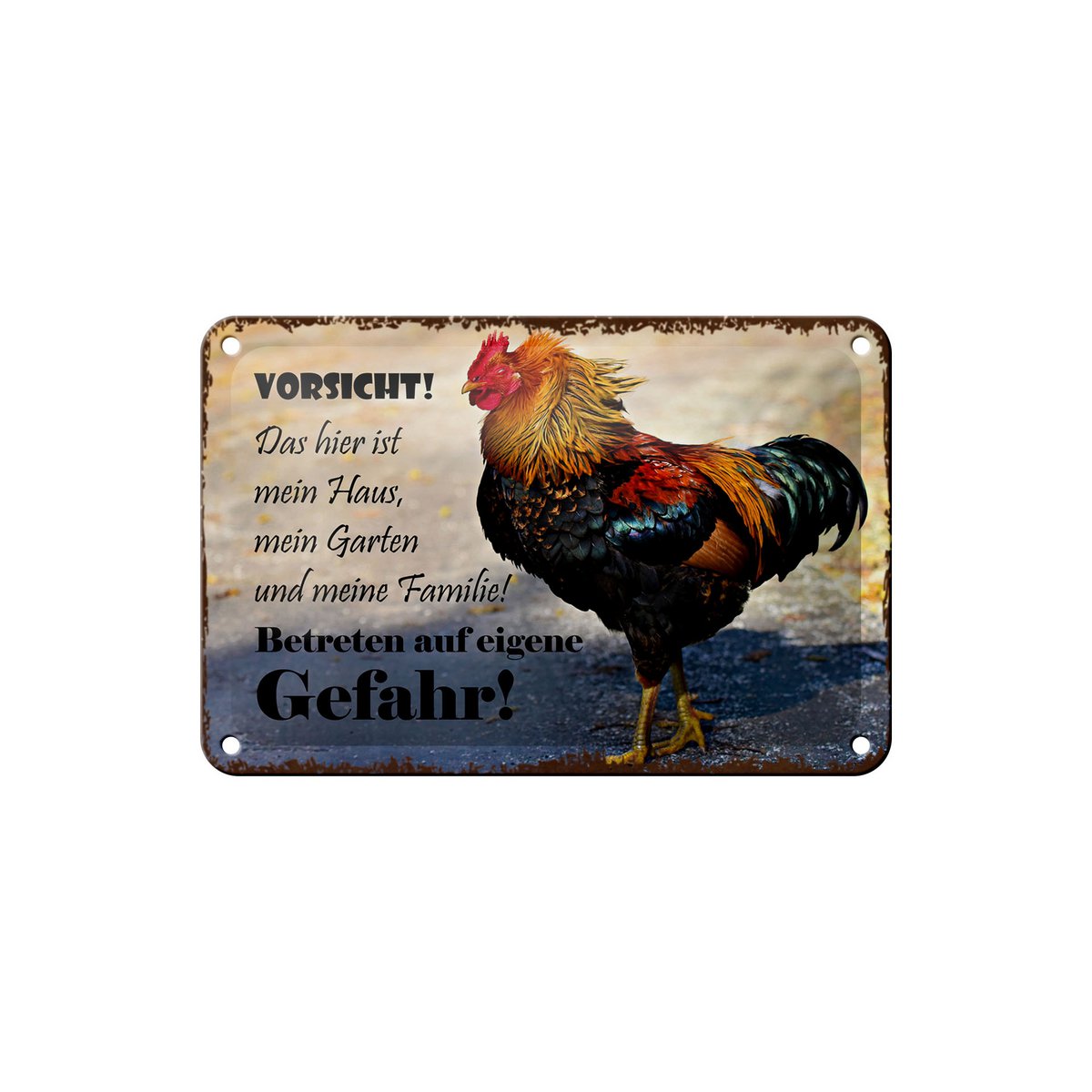 Tin sign note 18x12cm chicken beware of my house decoration