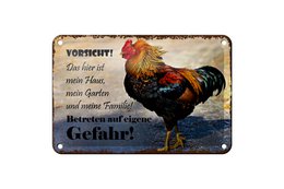 Tin sign note 18x12cm chicken beware of my house decoration