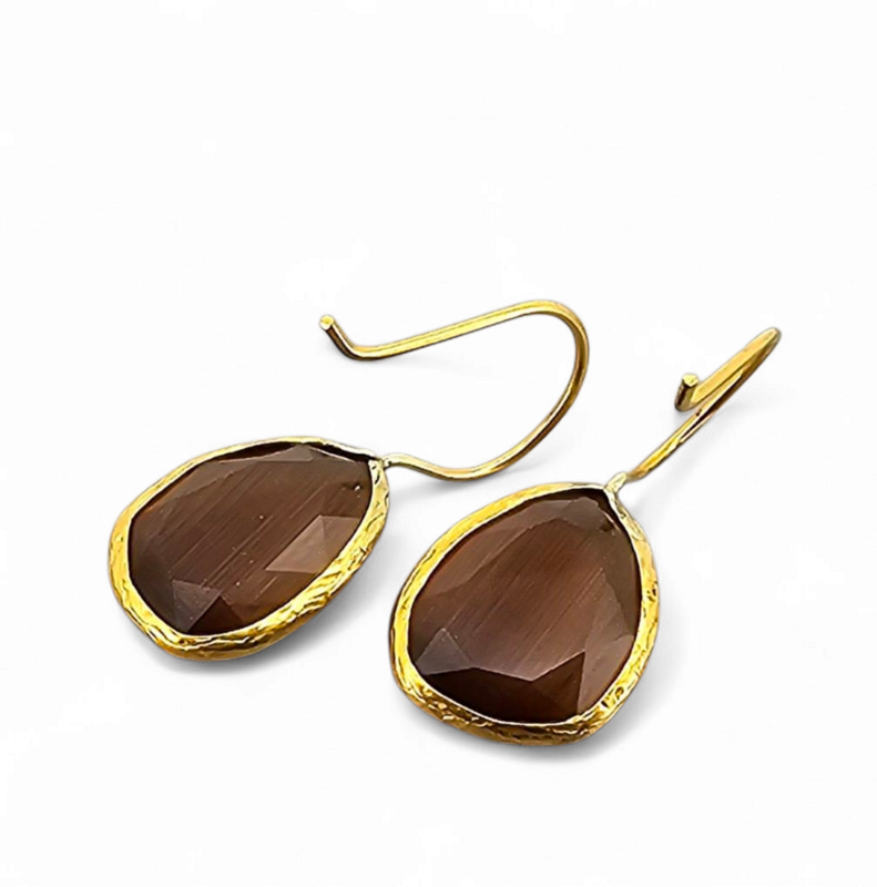 Glowdrop earring, Brown Medium