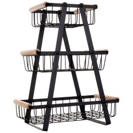 Fruit Basket Metal Black 3-Level