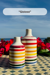 Handgemachte Ölflasche Ölspender Ölkännchen Keramikflasche "Vivace" für Olivenöl & Essig aus Italien 250/500ml