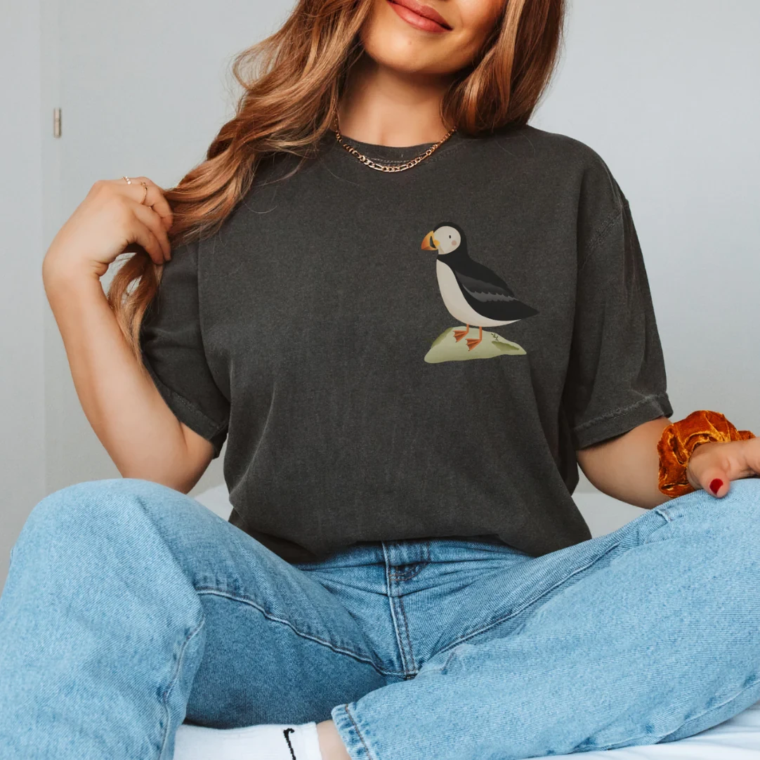 Tshirt Islandia Puffin - BAWEŁNA ORGANICZNA Koszula Puffin Skandynawia - Islandia Pamiątka