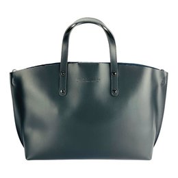 RB1024A | Damehåndtaske i ægte læder Fremstillet i Italien med aftagelig skulderrem. Stor indvendig aftagelig taske. Poleret gunmetal tilbehør - Sort farve - Mål: 48x31x11 cm