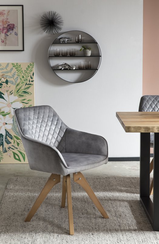 Fauteuil vintage fluweel velours, grijs