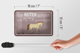 Cartel de chapa que dice 18x12cm nacido para montar a caballo decoración