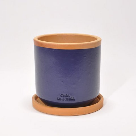 Terracotta night blue pot S with plate