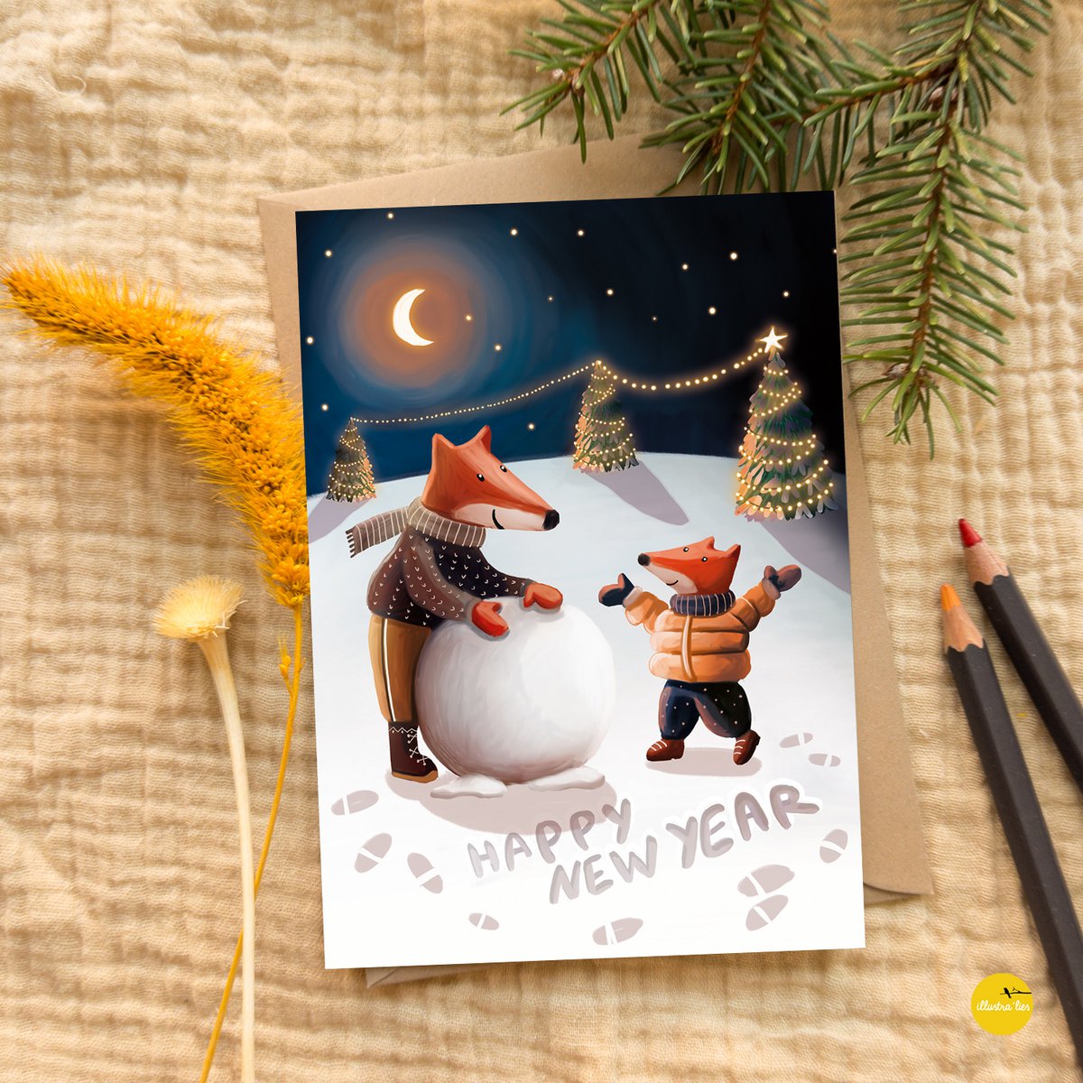 Tarjeta de Navidad - Hacer un muñeco de nieve