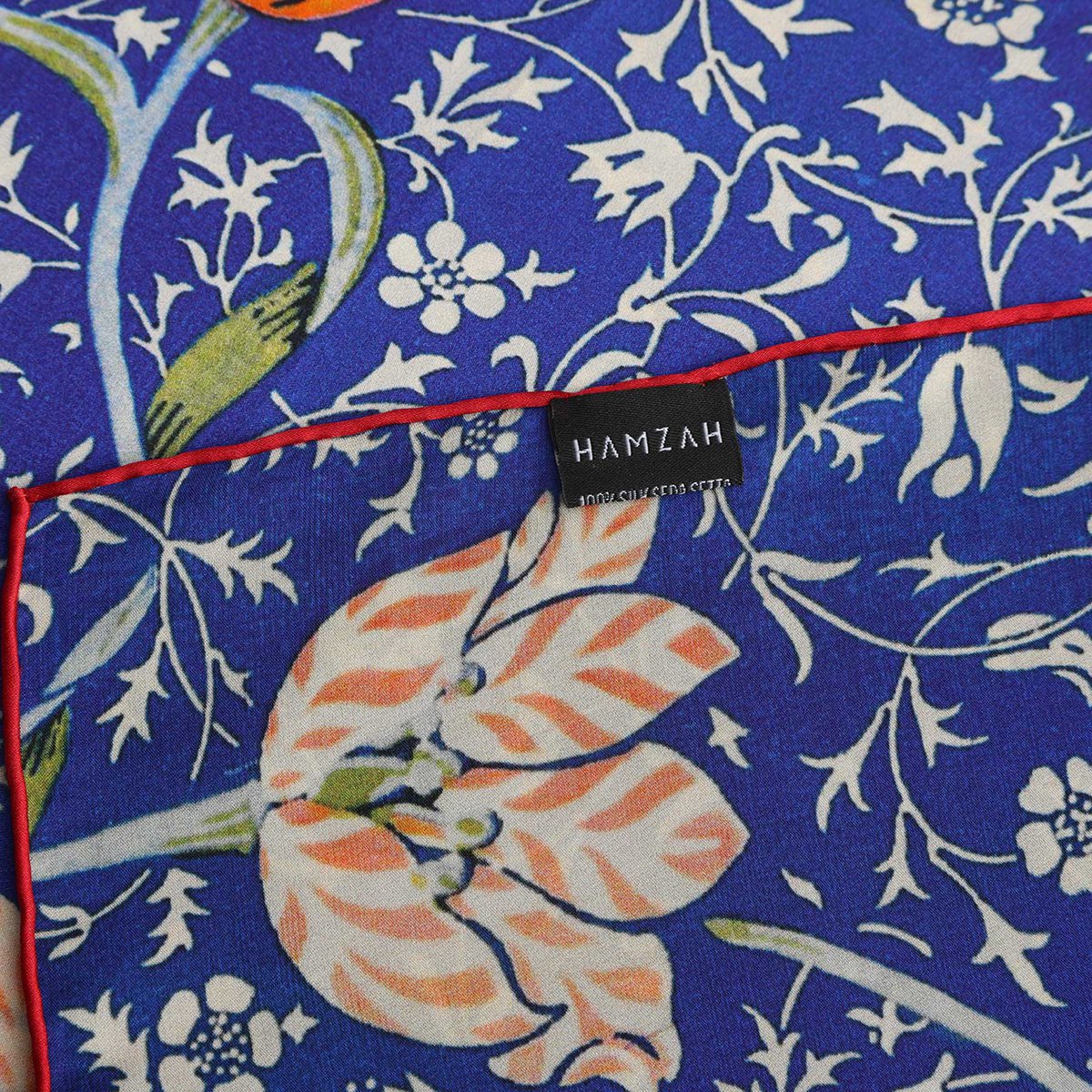 Écharpe en soie bleu floral galata