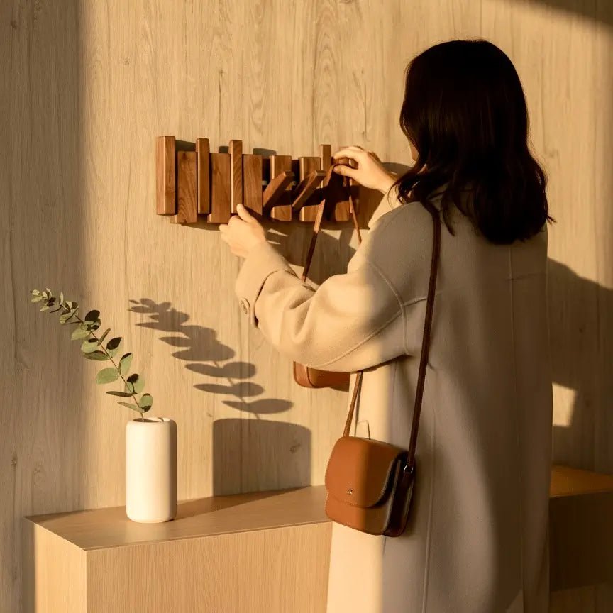 Verona natural wood wall coat rack – Scandinavian folding hanger