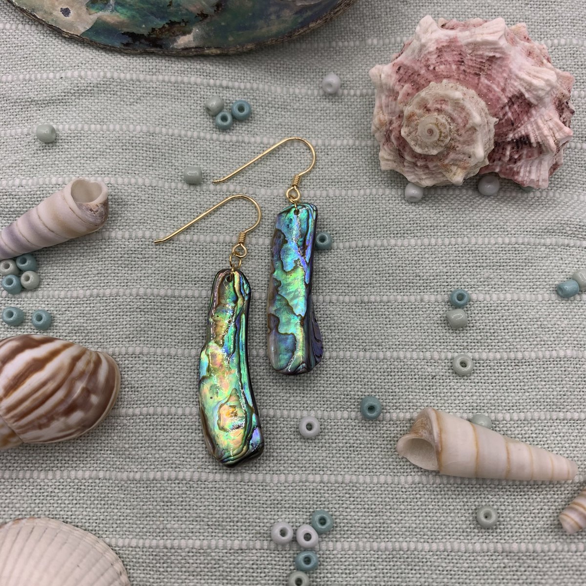 Muschelohrringe | Gold (Abalone/Paua) handgefertigter Meeresschmuck aus Perlmutt