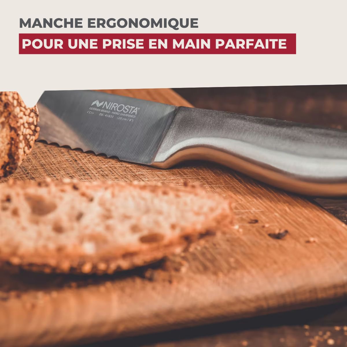 Cuchillo para pan de acero inoxidable 33,5 cm en todo Nirosta