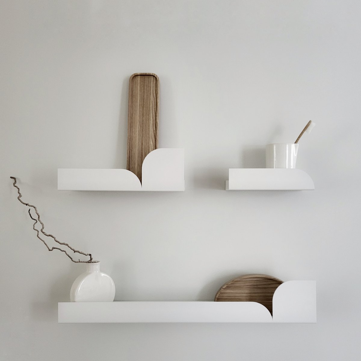 Metal wall shelf BAUHAUS, white, beige, black
