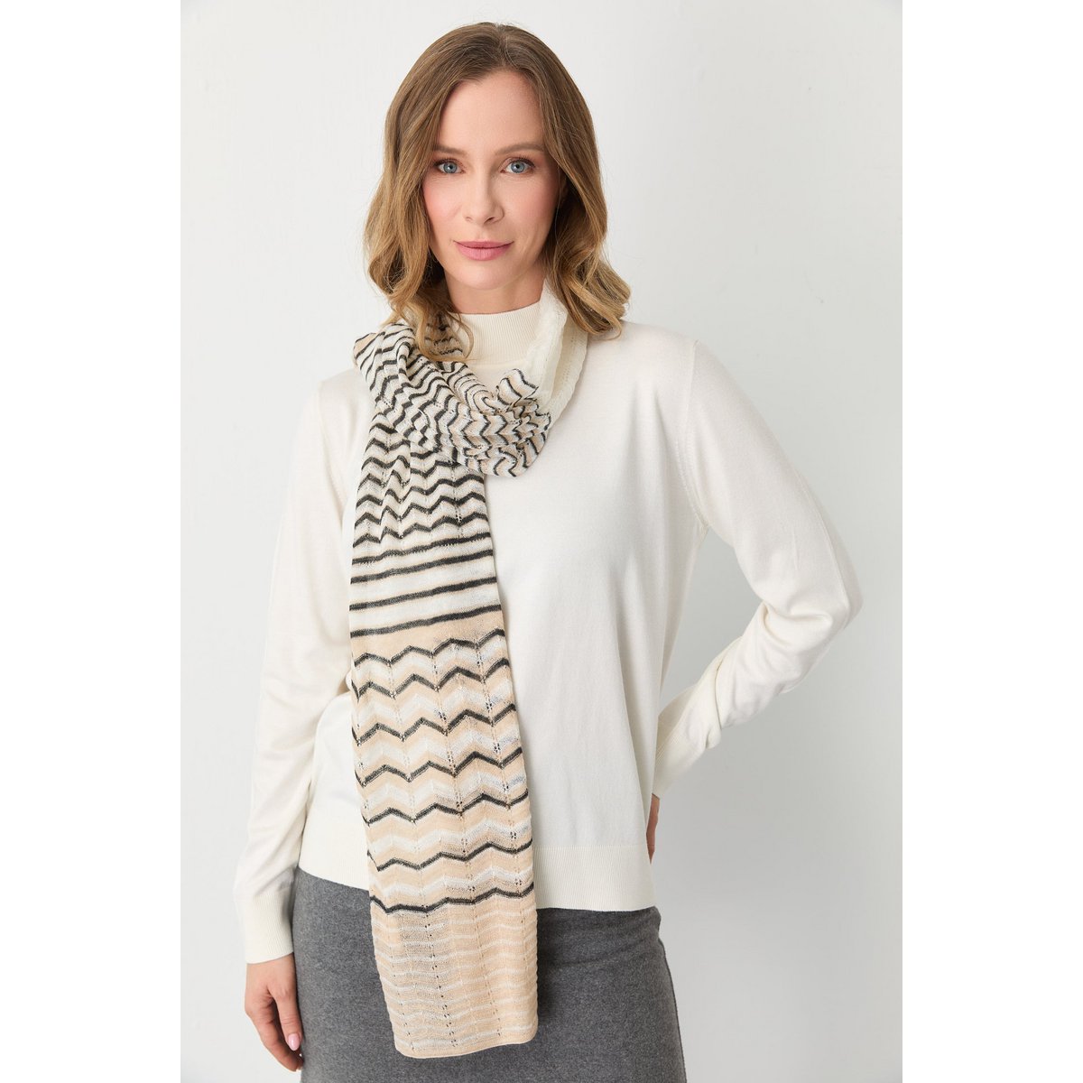 Cybele Shawl Ecru-Beige-Black