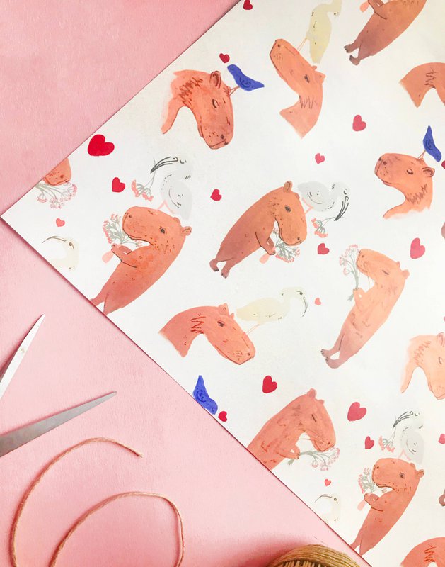 Capybara Gift Wrapping Paper Roll