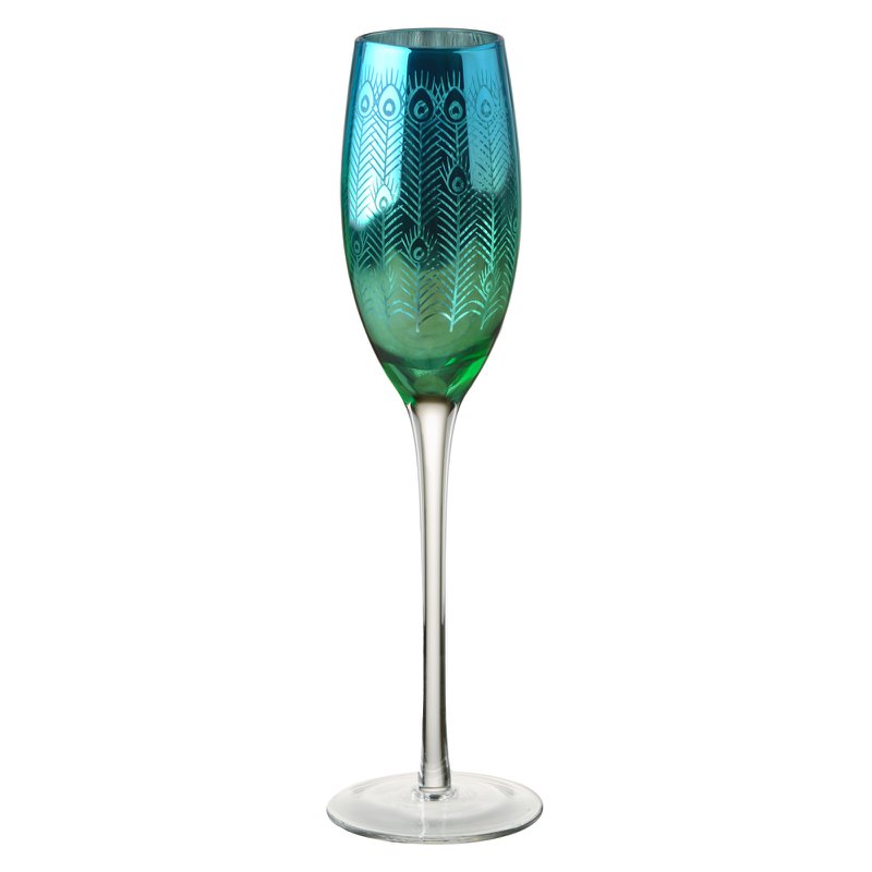 Set of 2 Champagne Flutes - Peacock
