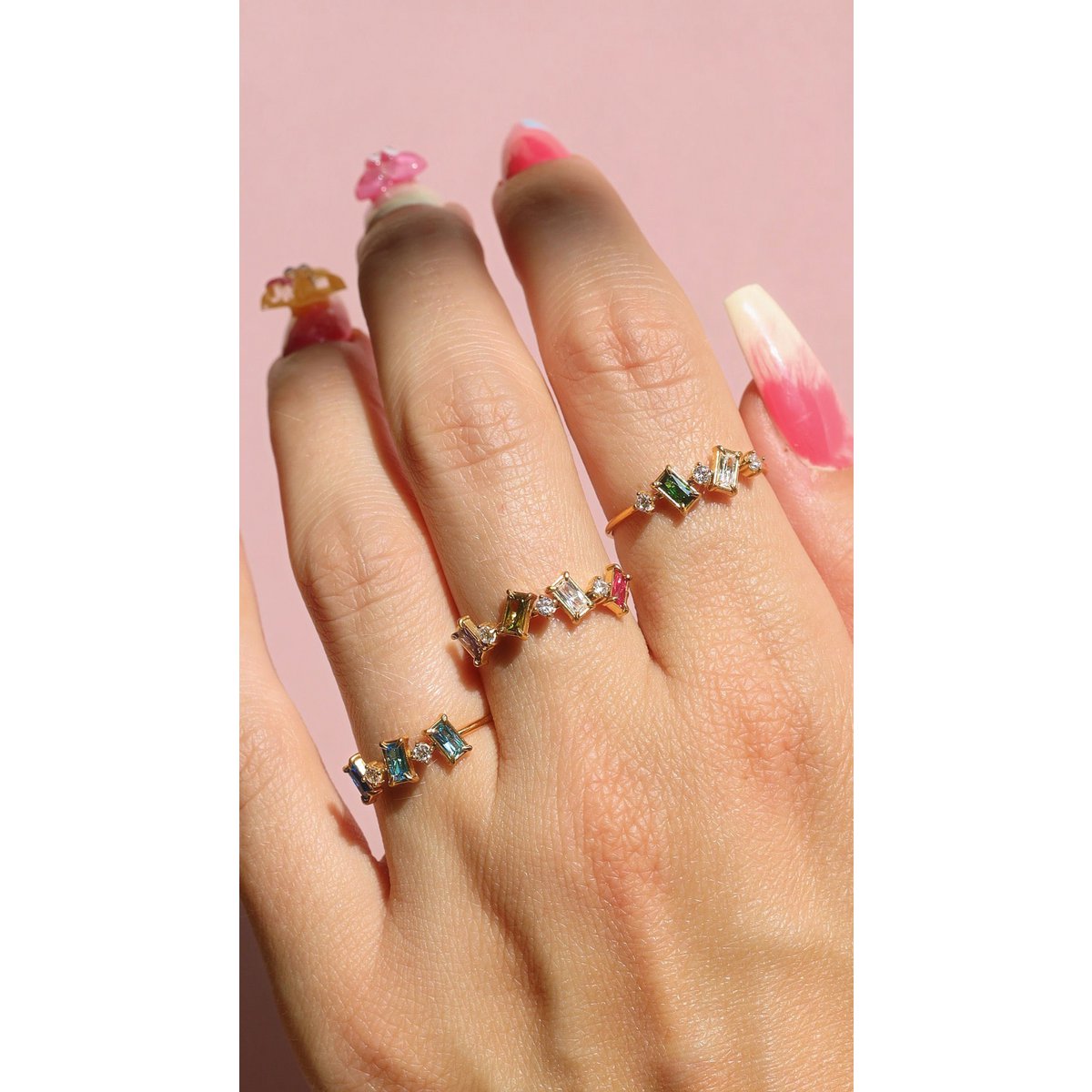 Dara - Multi Stone Ring Gold