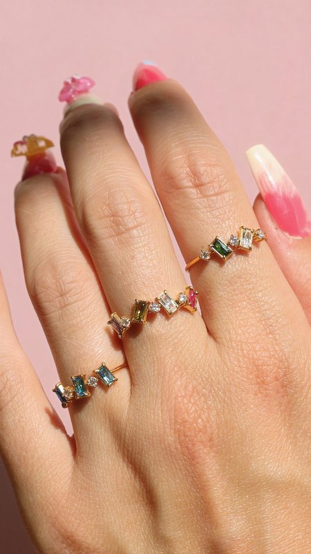 Dara - Multi Stone Ring Gold
