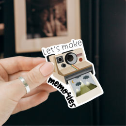 Sticker Polaroid Camera Adventure - Vinyl Sticker "let's make memories"