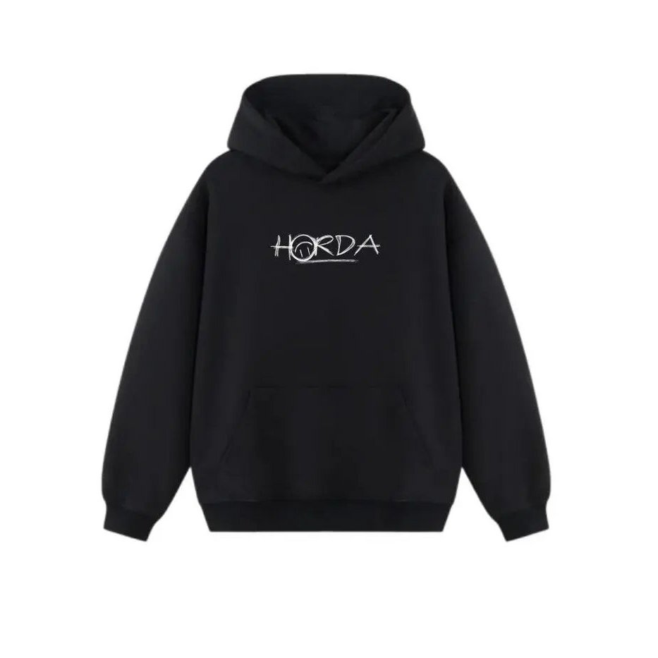 Felpa Nera Boxy Fit No Money and Fear — 100% Cotone 350g | Horda Brand