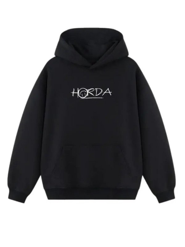 Felpa Nera Boxy Fit No Money and Fear — 100% Cotone 350g | Horda Brand