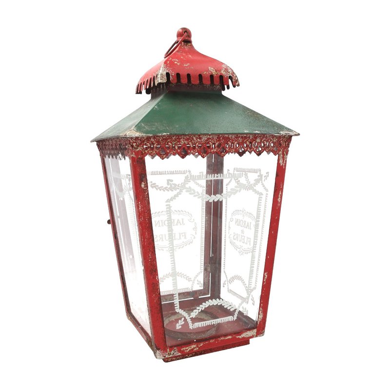 Red Christmas candle lantern H.50x24x24 cm