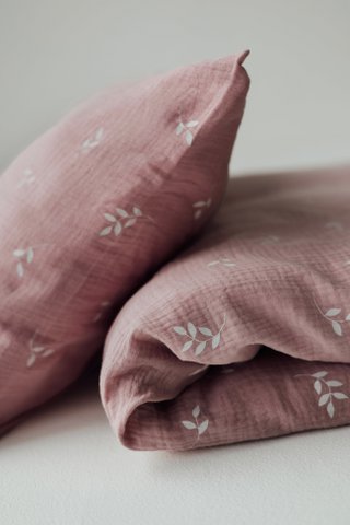 TISU baby duvet cover & pillowcase, Blush Leaves