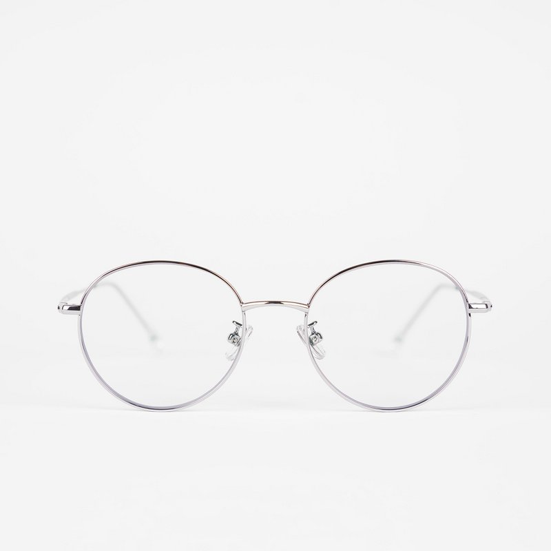 Brooklyn model blue light blocking glasses, metal frame, silver color