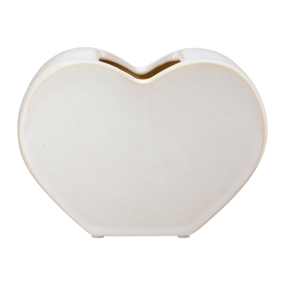 Vase Herz Heart glasiert weiß, H.14 cm