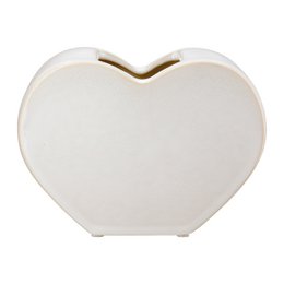 Vase Herz Heart glasiert weiß, H.14 cm