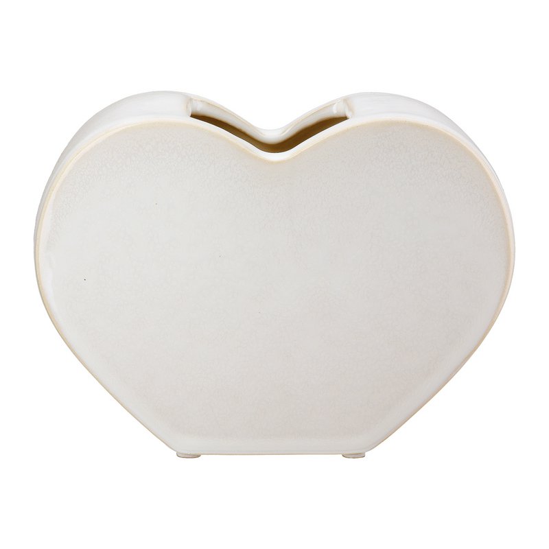 Vase Herz Heart glasiert weiß, H.14 cm