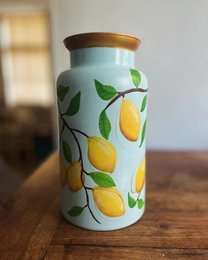 Hand-painted Vase of Lemons
