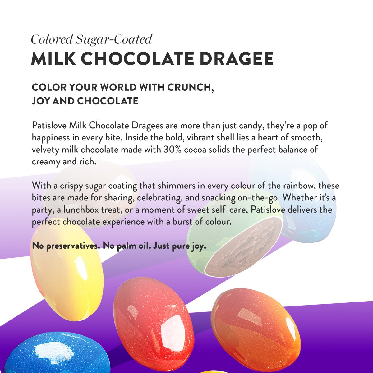 Milk Chocolate Dragee – Colored Sugar-Coated Milk Chocolate Dragee