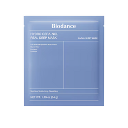 Blue hydrating face mask sheet with ceramic nanoparticles for deep moisturizing treatment