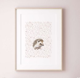 Hedgehog børnehave kunst print, ræve plakat, sød pindsvin plakat, pink pigeværelse plakat, skov print, sød ræve print, piger børnehave kunst print, pigeværelse
