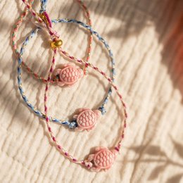 Tiny Turtle Braided Bracelet Pink