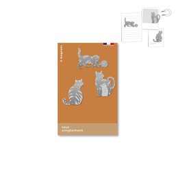 Card of 3 metal magnets cats