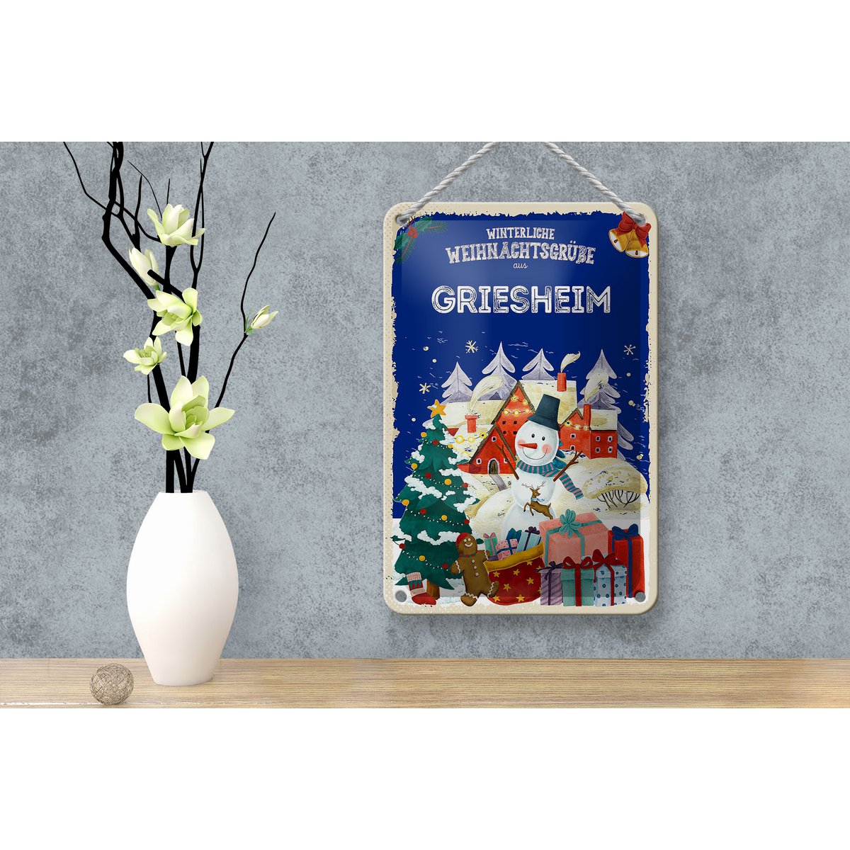 Blechschild Weihnachtsgrüße GRIESHEIM Geschenk Dekoration  12x18cm