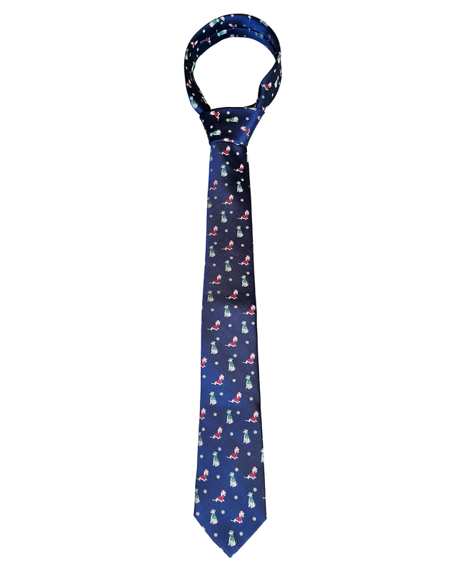 Tie - Dark blue with xmas dogs