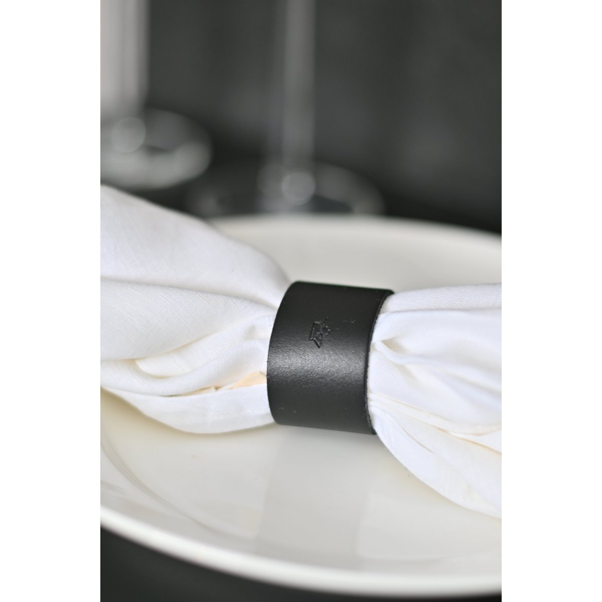 Portatovagliolo pelle Nero 4 p