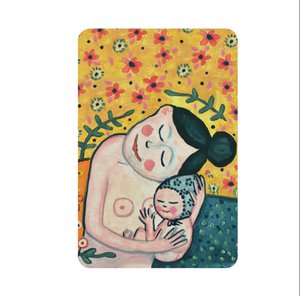 Nachhaltige Öko-Glückwunschkarte für Mutter und Kind zur Geburt ihres Babys | Gustav Klimt-Interpretation