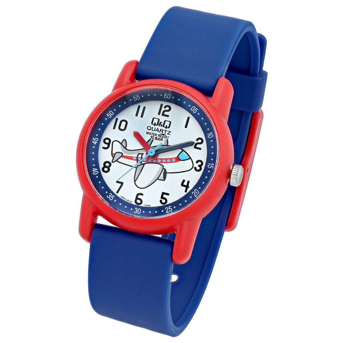 Montre pour enfants Q&Q "Avion", bracelet en résine, 10 ATM