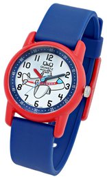 Montre pour enfants Q&Q "Avion", bracelet en résine, 10 ATM