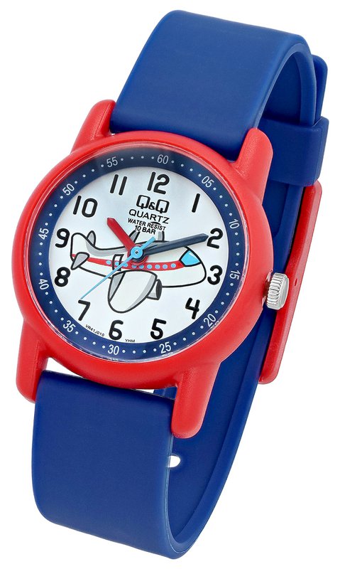 Montre pour enfants Q&Q "Avion", bracelet en résine, 10 ATM