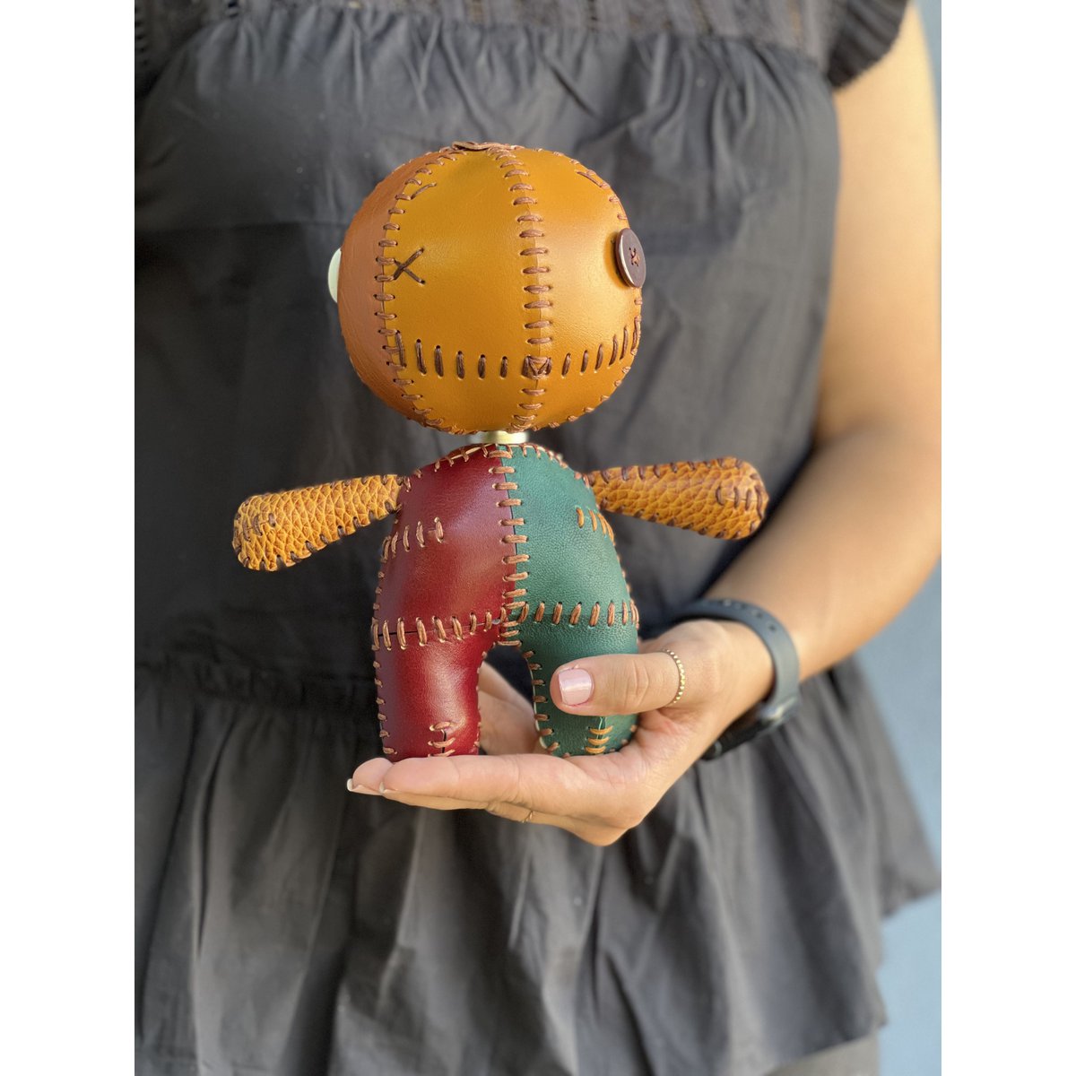 Handgemachte Voodoo-Puppe; 2-seitige ART-Puppe aus echtem Leder