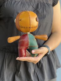 Håndlavet Voodoo Dukke; Ægte læder 2-sidet ART dukke